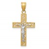 14K Two-Tone Diamond-cut Small Filigree Crucifix Pendant