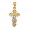 14K Two-tone Small Narrow Crucifix Pendant