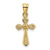 14K Small Cross with Flower Charm