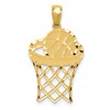 14k Diamond-cut Basketball in Hoop Pendant