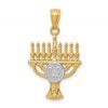 14K and White Rhodium Star of David Menorah Pendant