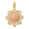 14K Two-Tone Diamond-cut Sunflower Pendant