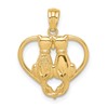 14K Sitting Cats in a Heart Pendant