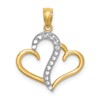 14K and White Rhodium Polished Double Heart Pendant