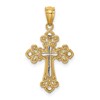 14K with White Rhodium Diamond-cut Cross Pendant