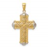 14K and White Rhodium Diamond-cut Reversible Cross Pendant