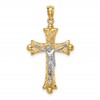 14K Two-Tone Florentine Crucifix Pendant