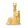 14K Satin Diamond-cut Yorkshire Terrier Dog Pendant
