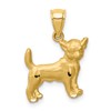 14K Satin Diamond-cut Chihuahua Dog Pendant