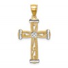 14K and White Rhodium Cross Pendant