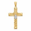 14K and White Rhodium Solid Cross with Rosary Pendant