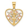 14K Rose-plated and White Rhodium Diamond-cut Tree in Heart Pendant