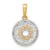 14k and White Rhodium Polished Floral Design Circle Pendant