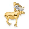 14K and White Rhodium Diamond-cut 3-D Moose Pendant