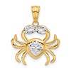 14K with White Rhodium Polished and Diamond Cut Crab Pendant