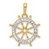 14k and White Rhodium Diamond-cut Ship's Wheel Pendant
