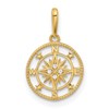 14k Polished CZ Compass Pendant