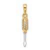 14K and White Rhodium Diamond-cut 3-D Flathead Screwdriver Pendant