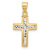 14K Two-tone Polished and Diamond-cut Cross Pendant