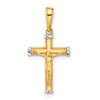 14k and White Rhodium Diamond-cut Crucifix Cross Pendant