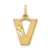 14KY Satin Diamond-cut Letter V Initial Charm