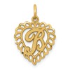 14k Heart Letter B Charm