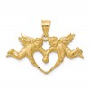 14k Satin Diamond-cut Angels with Heart Pendant