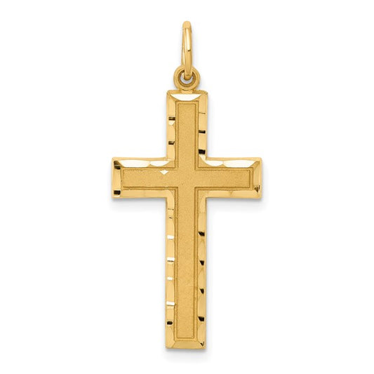 14K Diamond-cut Cross Charm