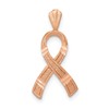 14k Rose Gold Diamond-cut Awareness Ribbon Pendant