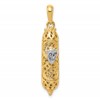 14K and White Rhodium 3-D Mezuzah with Shin Charm