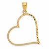 14K Satin Diamond-cut Reversible Heart Pendant