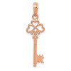 14K Rose Gold 3-D Hearts Key Charm