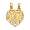 14k Polished BEST FRIEND/FRIENDS FOREVER 2-Piece Break-Apart Heart Charm
