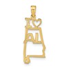 14k Solid I HEART AL Alabama State Pendant