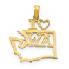 14k Solid I HEART WA Washington State Pendant