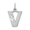 14KW Satin Diamond-cut Letter V Initial Charm