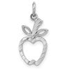 14k White Gold Diamond-cut Apple Charm