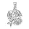 14k White Gold Polished Mini Shell Cluster Pendant