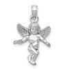 14k 3-D White Gold Polished Solid Angel Pendant