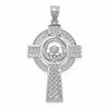 14k White Gold Celtic Claddagh Cross Pendant