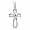 14k White Gold Polished Ribbon Cross Pendant