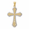 14k and White Rhodium Filigree Cross Pendant