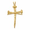 14K Polished and Textured Nail Cross Charm