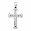 14K White Gold Hollow Crucifix Reversible to Cross Pendant