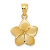 14k Satin Diamond-cut Plumeria Floral Charm Pendant