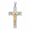 14k Two-tone Crucifix with Flower Center Pendant