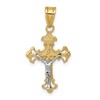 14K Two-tone INRI Fleur de Lis Crucifix Charm
