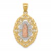 14k Tri-color Our Lady of Guadalupe Oval Pendant