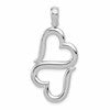 14K White Gold 3-D Solid Connected Double Hearts Pendant