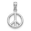 14K White Gold 3-D Polished Peace Symbol Pendant